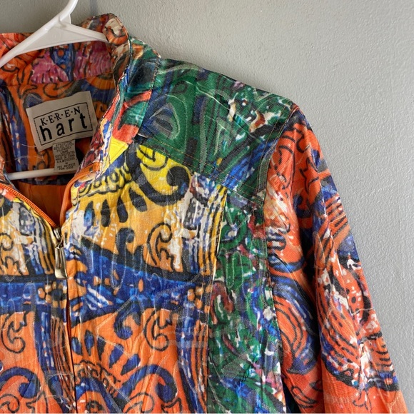 Vintage Keren Hart Floral Print Tapestry Womans Jacket Size Medium Colorful - Picture 4 of 13